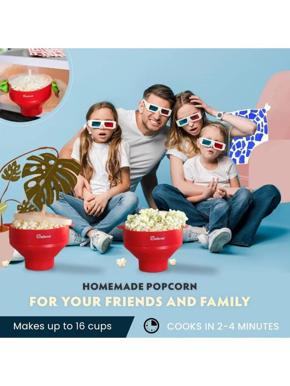 Collapsible Silicone Microwave Popcorn Maker - Oil-Free Hot Air Popper Bowl